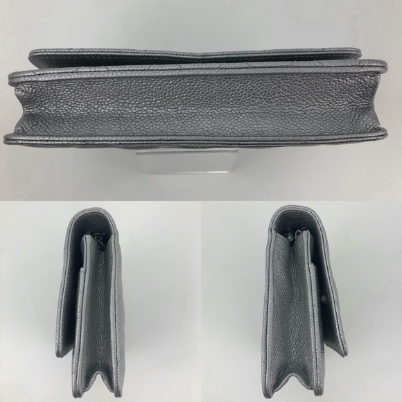 CHANEL Silver Caviar Ruthenium HW Wallet On Chain - Picture 10 of 16